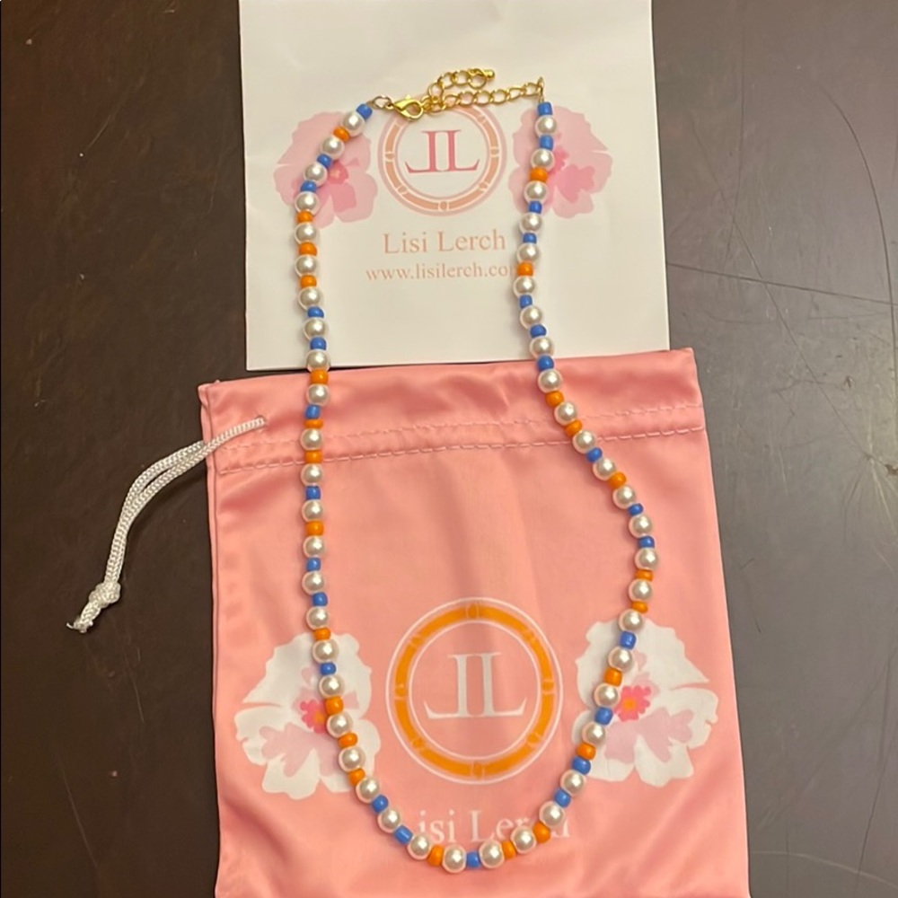 NEW Lisi Lerch Orange and Royal Blue necklace